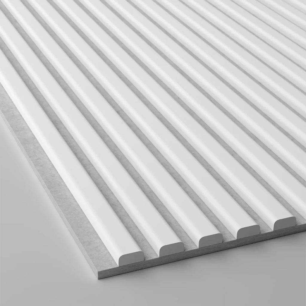 Ribbon-Color White Aspen Matt with Grey RecoSilent-acoustic felt