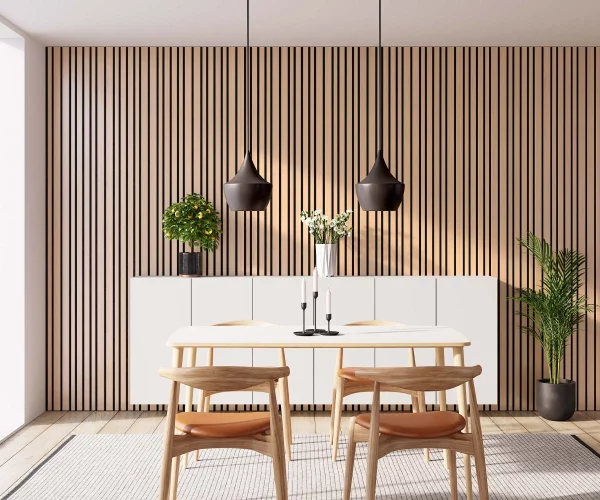 Barcode Diamond Oak with Black Recosilent in dining room