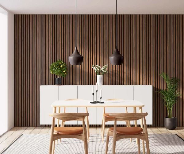 Barcode Walnut with Black Recosilent in dining room