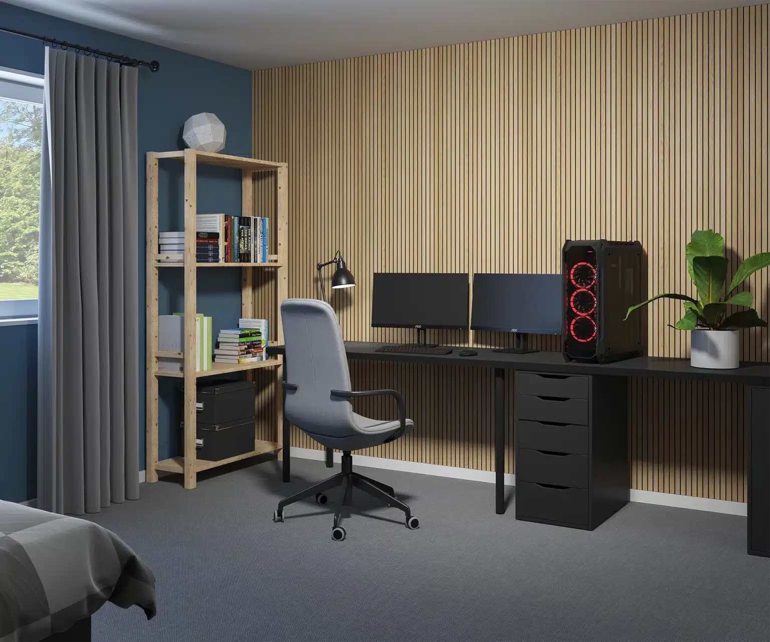 ThinRibbon Classic Oak 23mm slats in bedroom