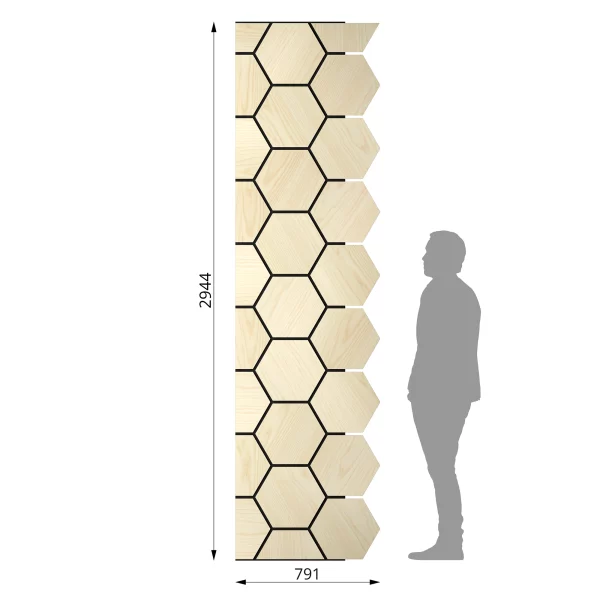 Ribbon-Hexagon Diamond Ash startpanel with dimensions