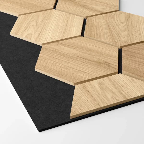 Ribbon-Hexagon Diamond Oak joint panel with black acoustic felt