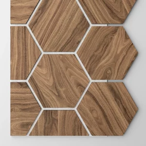 Ribbon-Hexagon Diamond Walnut start panel with white acoustic felt